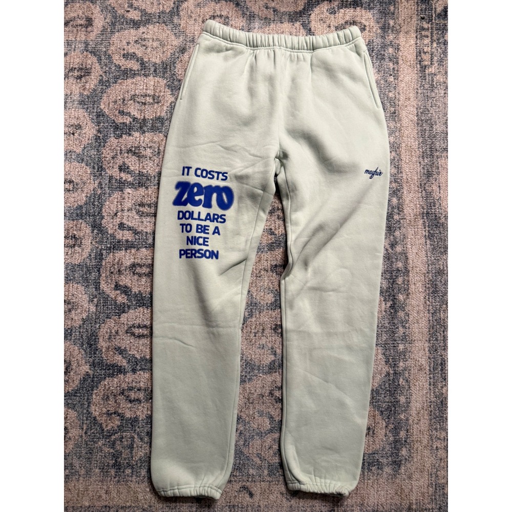 The Mayfair Group "It Costs $0.00" Sweatpants in Seafoam S/M Excellent Condition